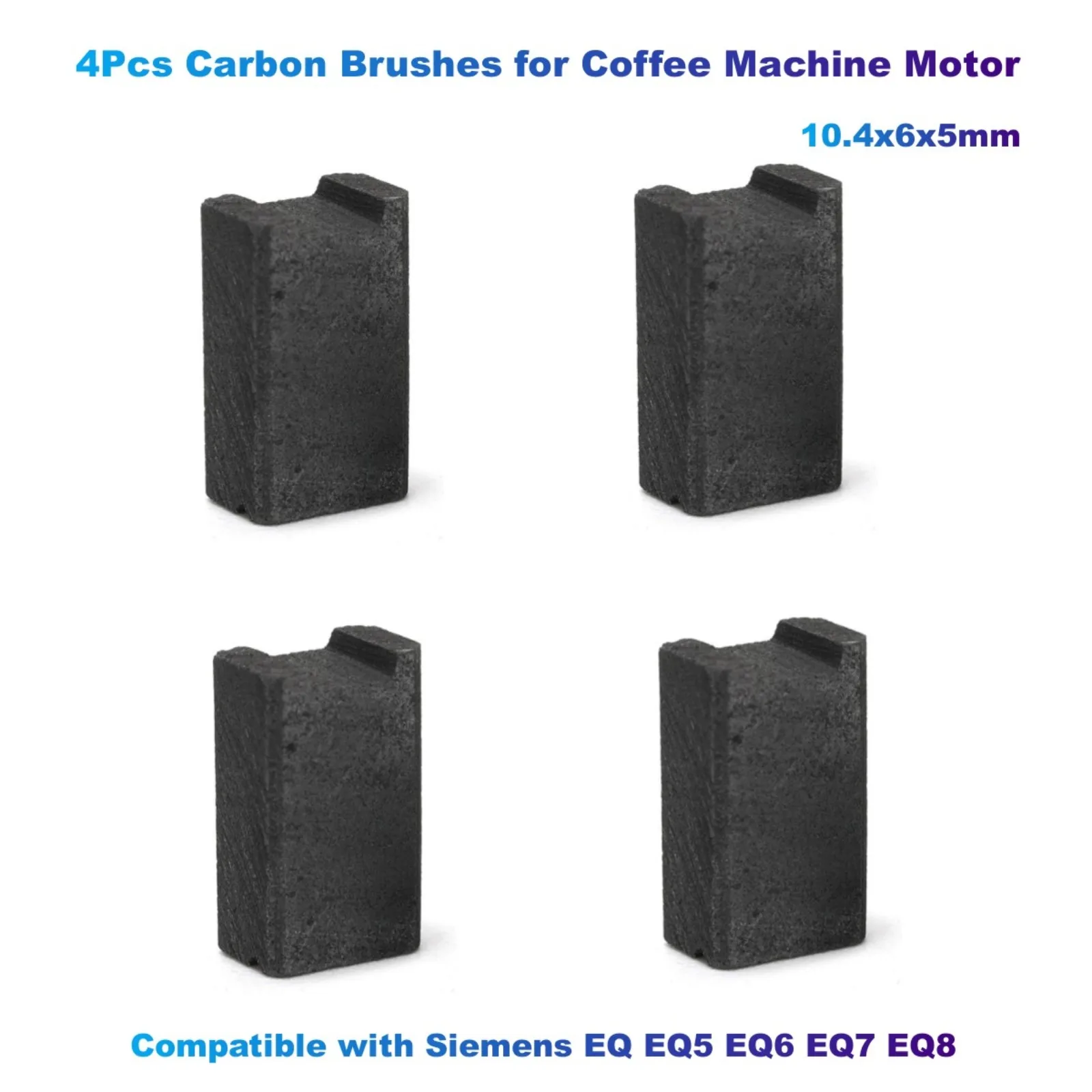 4-Pack Carbon Brushes For Siemens Coffee Machine Motor - 10.4x6x5mm Replacement Parts