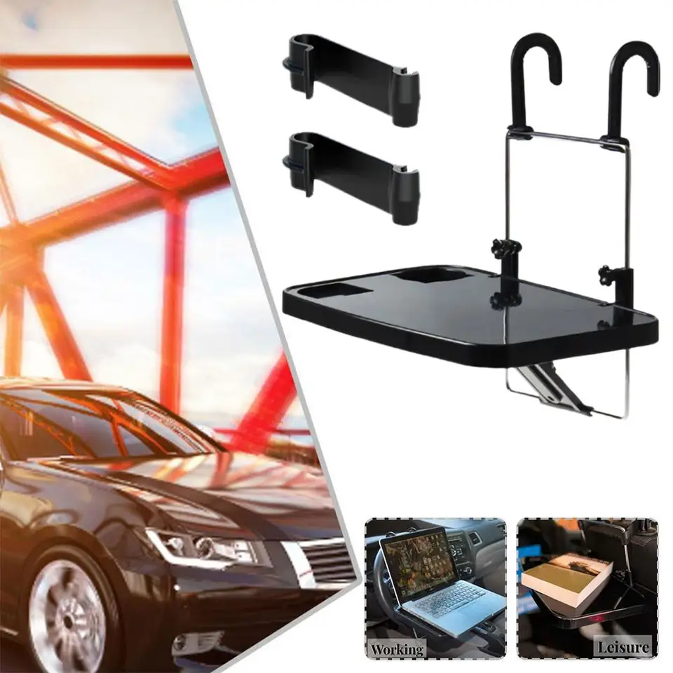 SHMZK 2-in-1 Car Steering Wheel & Back Seat Tray – Adjustable Desk For Eating, Laptop, Work