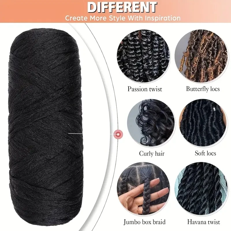 Synthetic Crochet Hair 4-10 Rolls Black Brazilian Wool Acrylic Yarn African Jumbo Braids Braids Twist Wraps70G/Roll