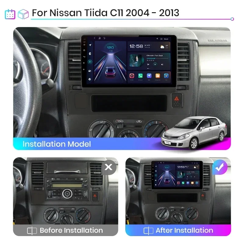 2Din Android Bluetooth Multimedia Automotive Player Car Radio For Nissan Tiida C11 2004 - 2013 Autoradio DSP Subwoofe Car Audio