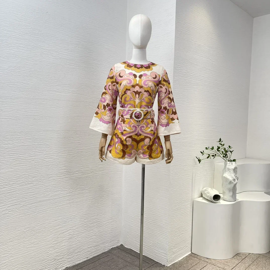 

Высококачественная женская модная одежда, новинка 2023 года, блузка с рукавом три четверти и расклешенными рукавами Пейсли, топы и шорты, повседневный комплект