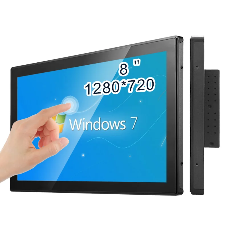 

8 Inch Widescreen 1280*720 Flat True Capacitive Touch Screen Monitor Waterproof Open Frame Industrial Display With VGA HDMI USB