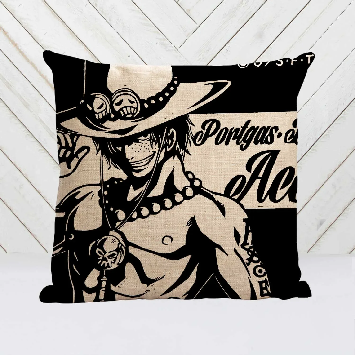 thumbnail image 1 of Venta caliente popular Anime ONE PIECE Luffy Ace Zoro estilo lindo tiro cuadrado funda de almohada creativa personalizada única funda de almohada, 1 of 5