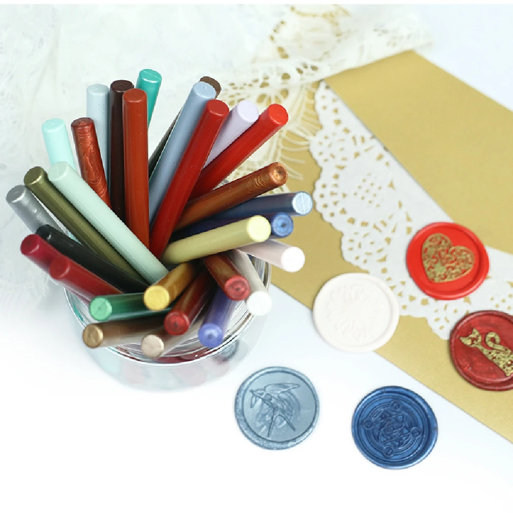 10pcs Sealing Wax Sticks Multicolor Small Round Stamp Tools For Diy  Invitations Cards Envelopes(translucent )