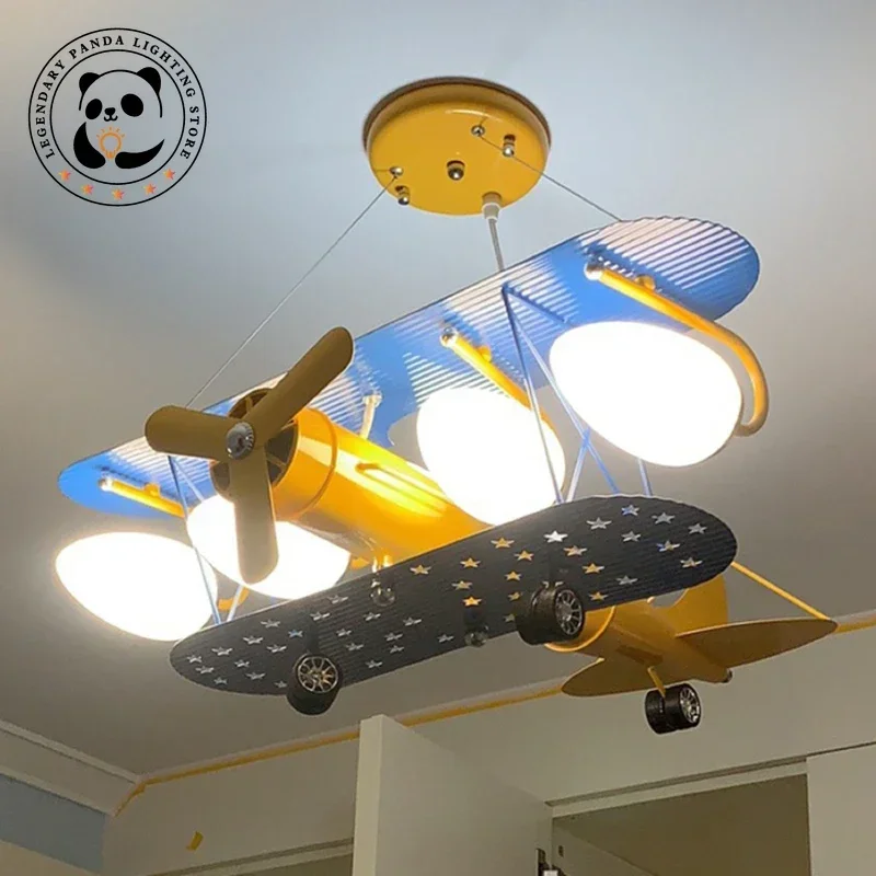 

Декоративные потолочные подвесные светильники для детской комнаты, современные креативные светодиодные лампы для спальни с мультяшным летательным аппаратом и вентиляторной лампой