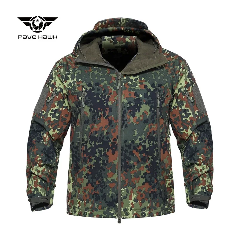 Men's Military Tactical Jacket Soft Shell Jacket Cold Protection Warm Waterproof Hooded Jacket Camouflage Fleece Hunting Suit sports jacket Jackets