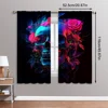 2pc,Party Curtain  Horror Skull Durable Polyester,Without Electricity Family Party Decoration Use for Holiday Portraits and 5