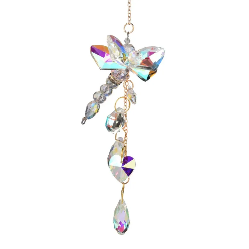 Courtyard Decoration Window Hanging Hand Woven Butterfly Dragonfly Crystal Wind Chime Pendant