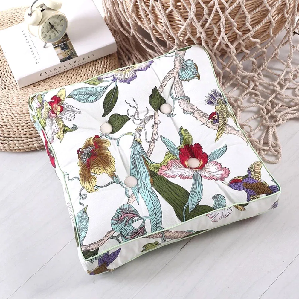 Bird And Floral Pattern Linen Cotton Canvas Fabric Handmade Sewing Clothes For Table Runner Curtains Women Bags Home Decoration