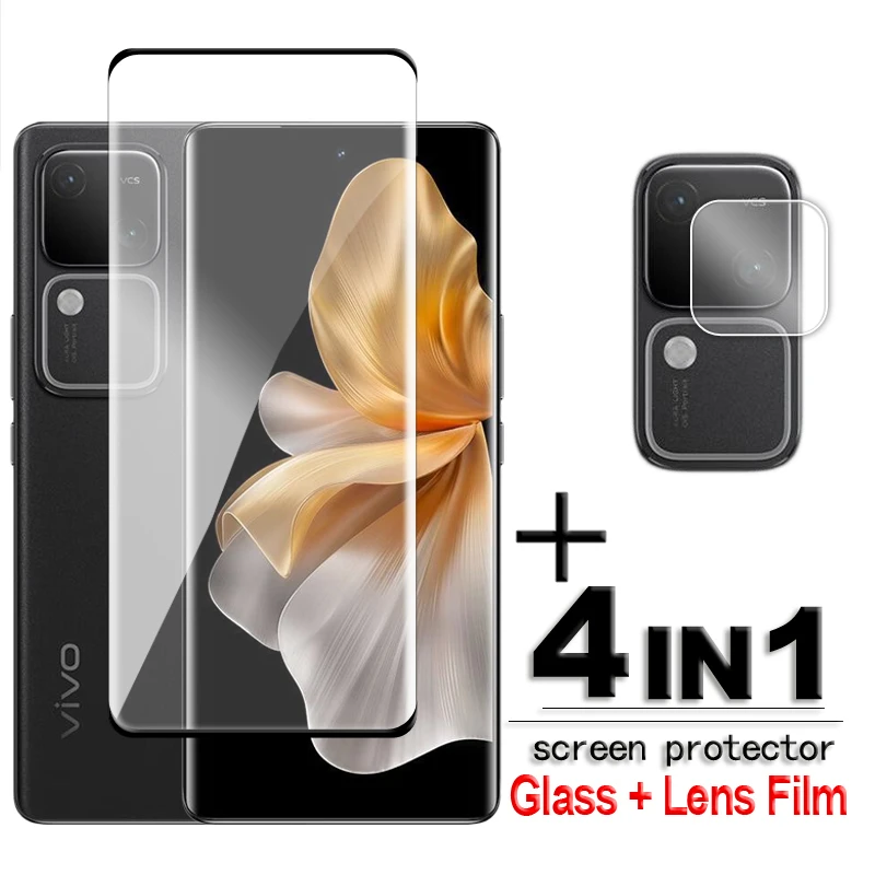 

For Vivo V30 Glass For Vivo V30 Pro Tempered Glass 6.78 inch Full Cover 3D Curved HD Screen Protector For Vivo V30 Lens Film