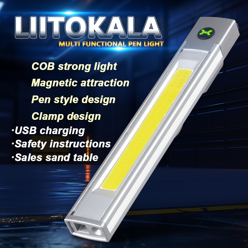  LiitoKala LED keychain flashlight USB-C charging COB portable mini pen light pocket light with magnet floodlight work light 