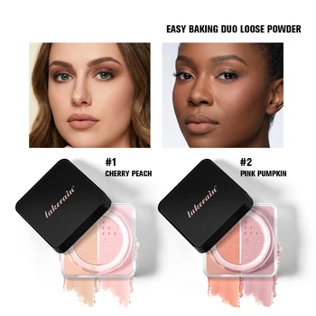 2 in 1 Bake Loose Powder Brightening&Correcting Duo Brightening Correcting Blurred Pores Matte LongLasting Setting Powder Makeup