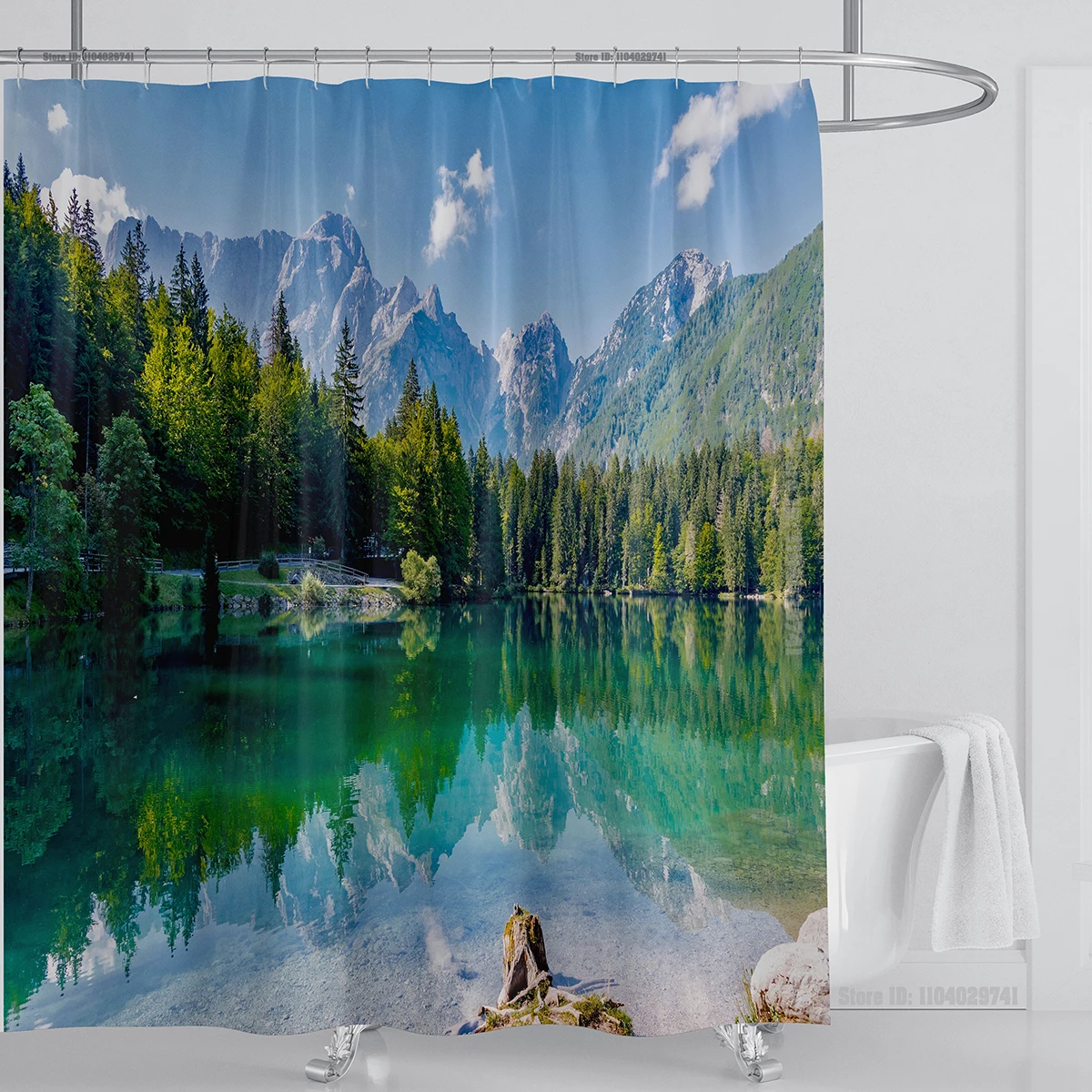 Forest Nature Scenery 3d Print Tree View Shower Curtain Waterproof Design  Polyester Home Decoration Bathroom Washable With Hook 5