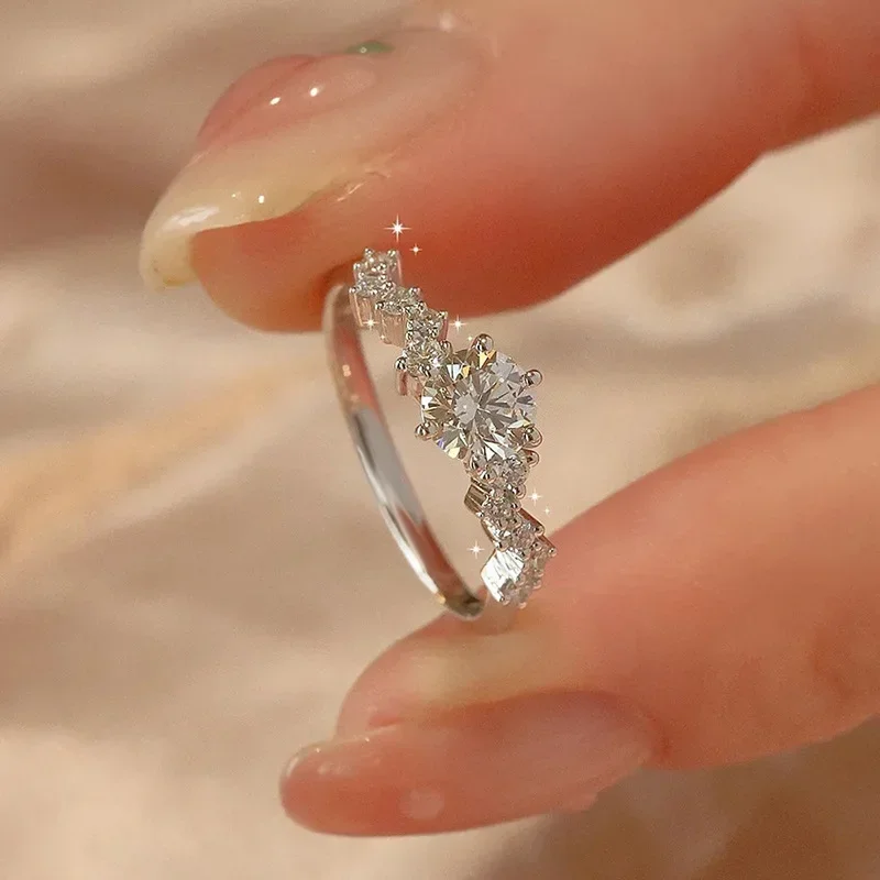 Engagement Rings Star Engagement Rings for Women Stainless Steel Ring Certificate Promise Wedding Jewelry