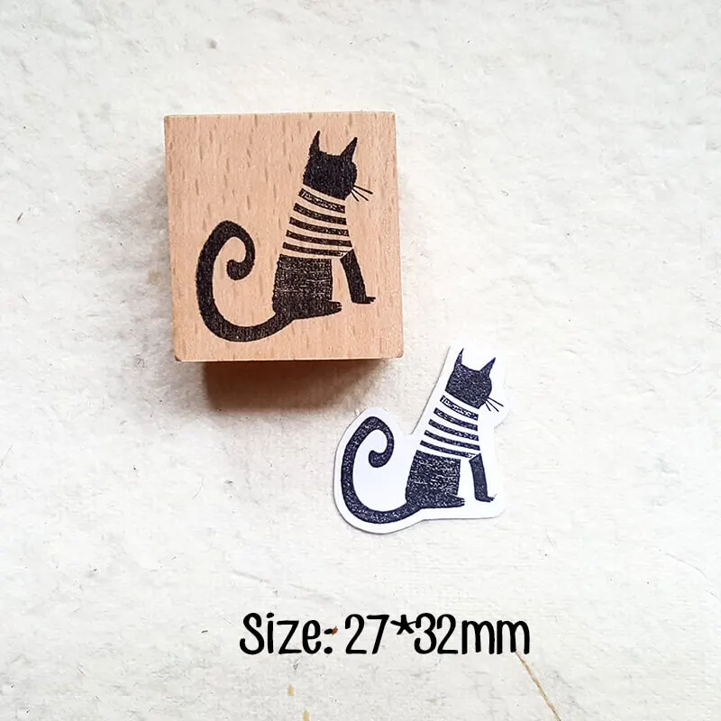Stamp Scrapbooking Kawaii Whimsical Animals Cat Bird Dog Diary Decoration Cute Wooden Stamps