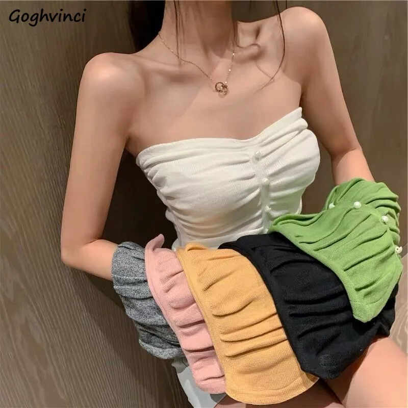 

Однотонная женская летняя пикантная плиссированная блузка с открытыми плечами для девушек в Корейском стиле индивидуальная популярная модная повседневная шикарная одежда