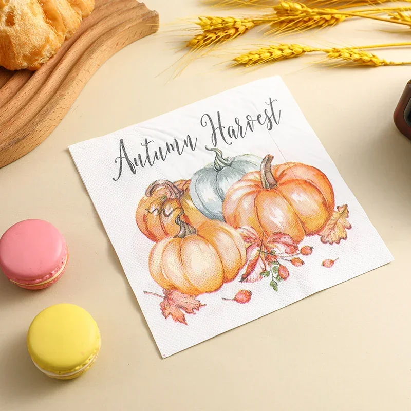 10/20pcs 33cm 2Ply Thanksgiving Pumpkin Colourful Paper Napkins Party Napkins Decorative Paper Placemats Butterfly Bartlet