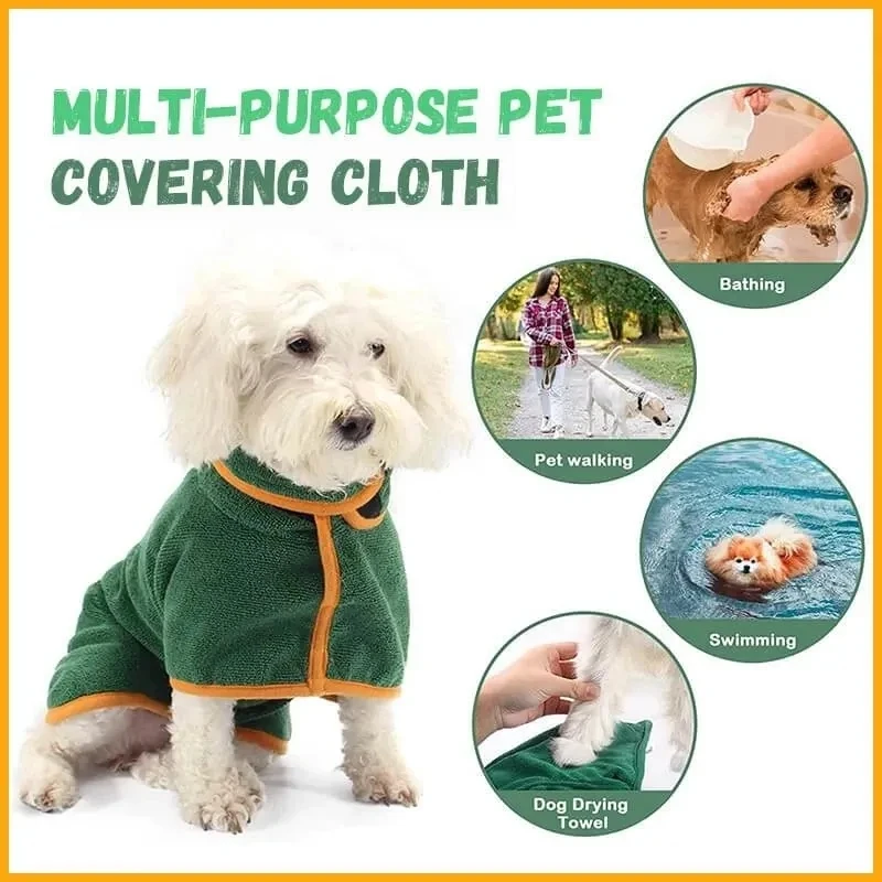 Pet Bath Towel Dog Bathrobe Microfiber Quick Drying For Dogs Cats