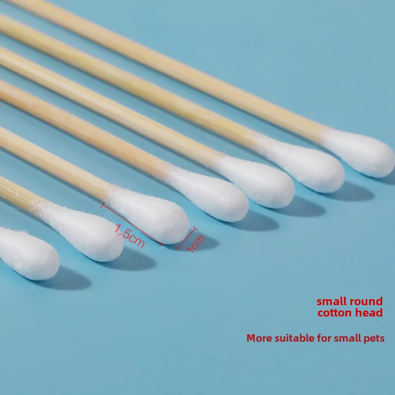 Pet Ear Cleaning Cotton Swabs 15cm Dog Cat Ear Cleaner Drops Liquid Cleaning Sticks 50 Pieces Pet Grooming Supplies