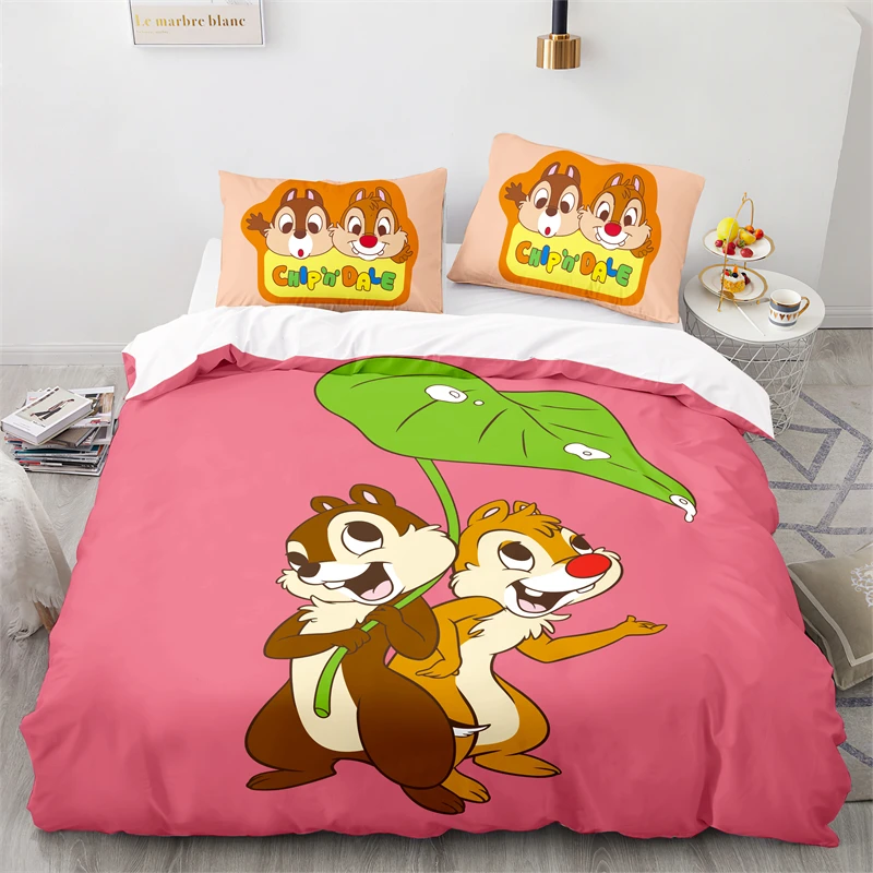 Cute Chip 'n' Dale Character Printed Duvet Cover Set Pillowcase Twin Full Queen King Cartoon 3d Bedding Set Bedclothes Bedding 