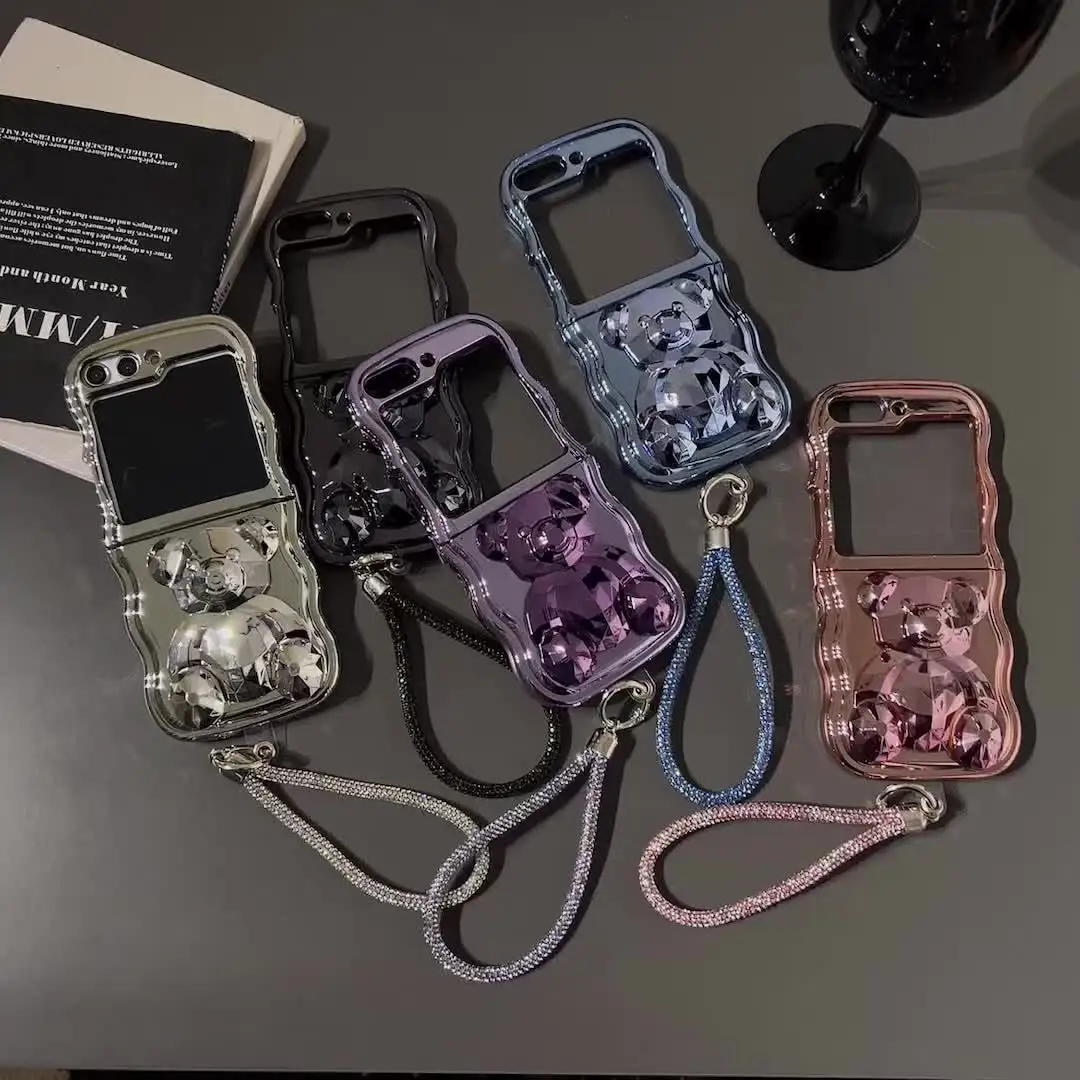 Симпатичный медведь подставка держатель браслет чехол для Samsung Galaxy Z Флип 6 5 4 3