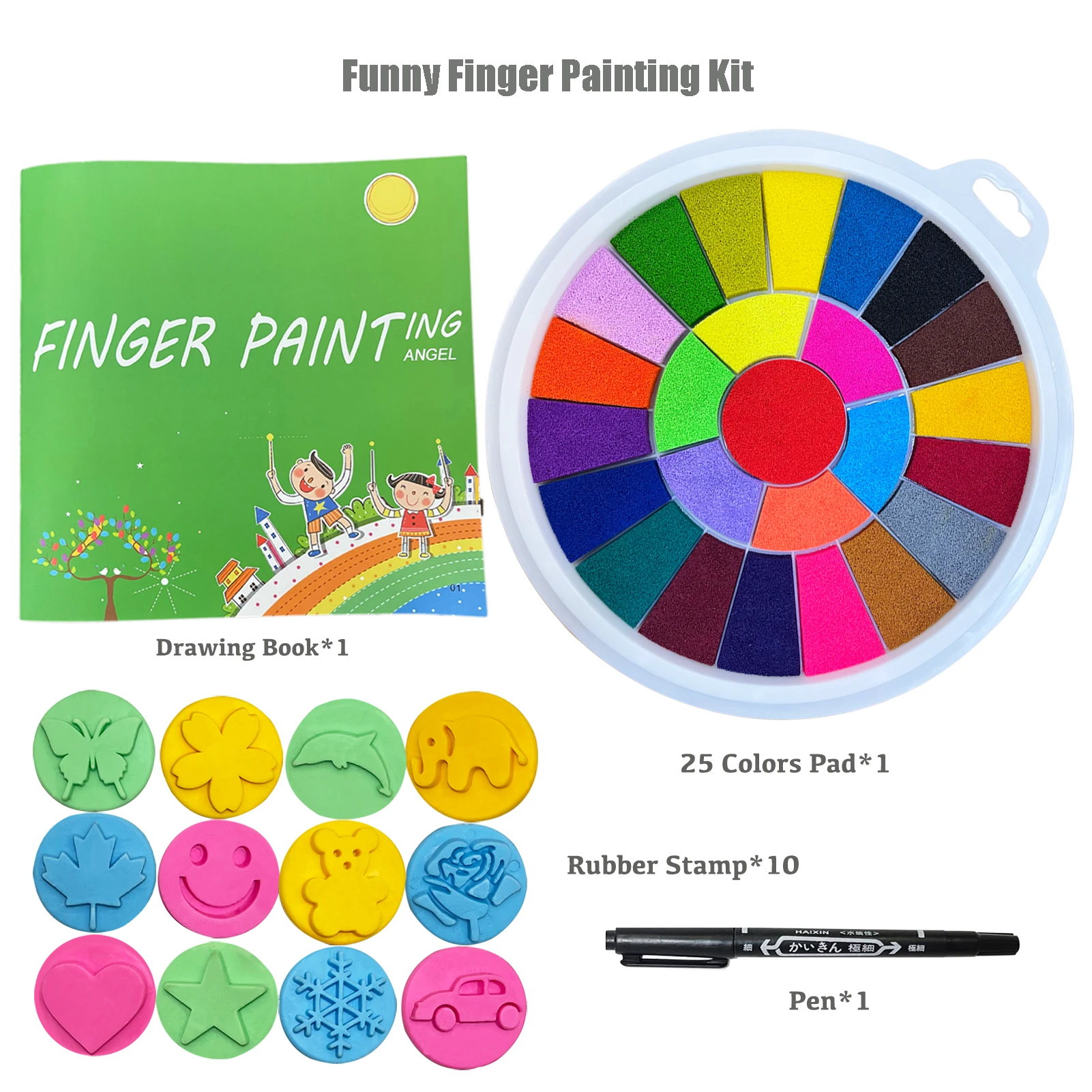 Funny Finger Painting Kit And Book For Kids,25 Colors Ink Pads For  Rubber,fingerprint Stamp Ink Pad Finger Painting For Toddler - Stamps Toys  - AliExpress