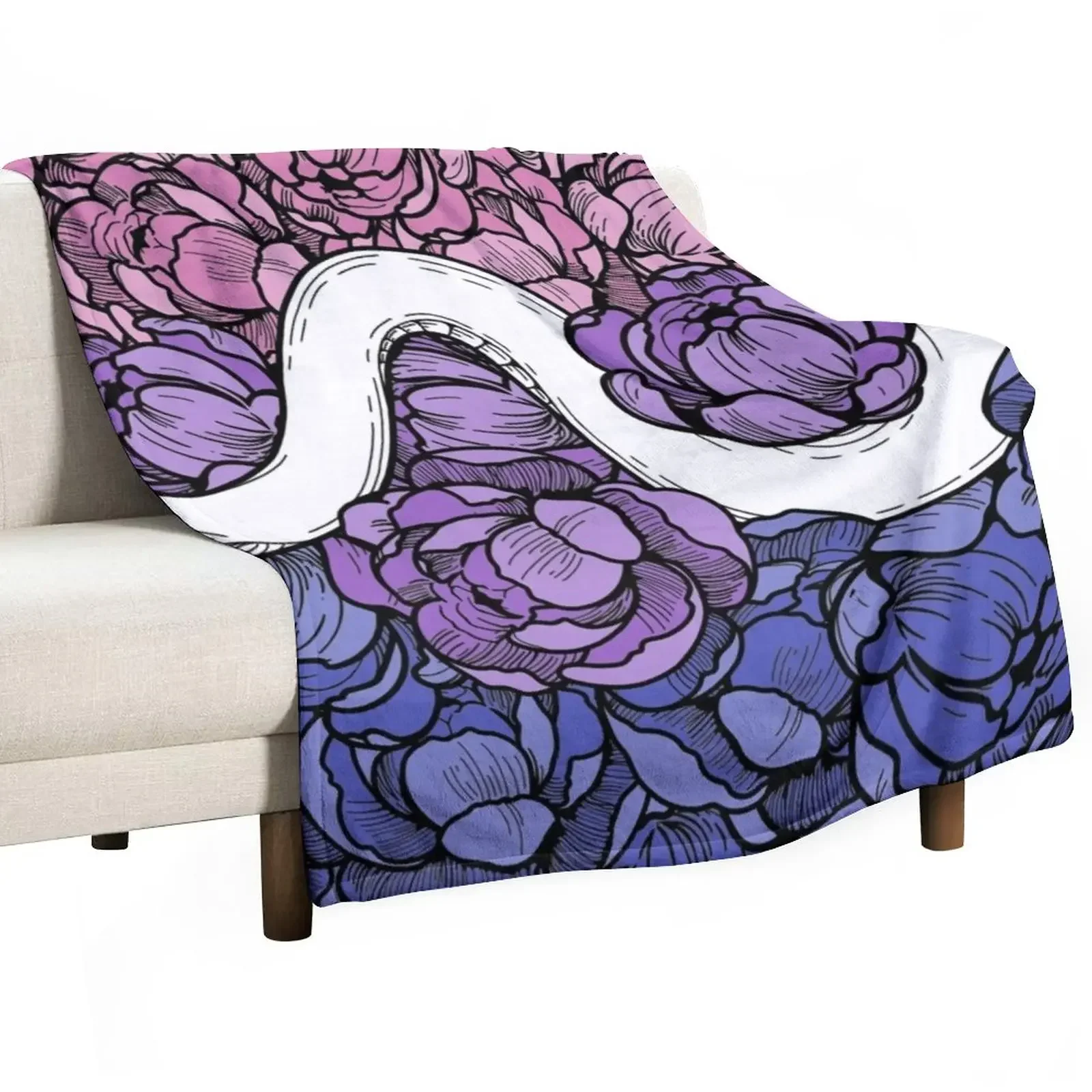 

Bisexual Pride Floral Snake Design Throw Blanket Soft Plaid Summer Beddings Blankets
