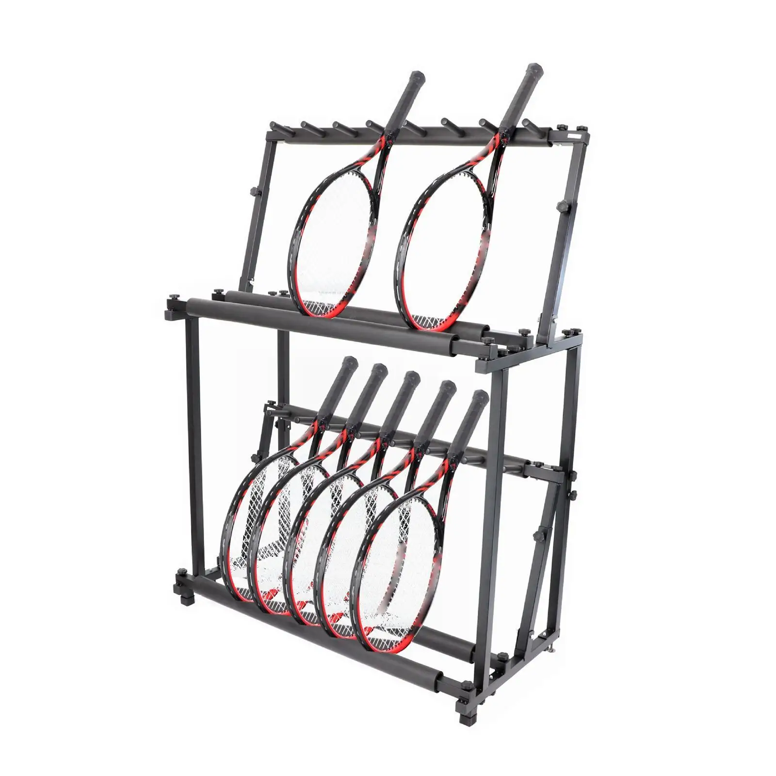 Tennis Racquet Storage Rack Holder 2 Layer Multifunction Portable Floor Standing