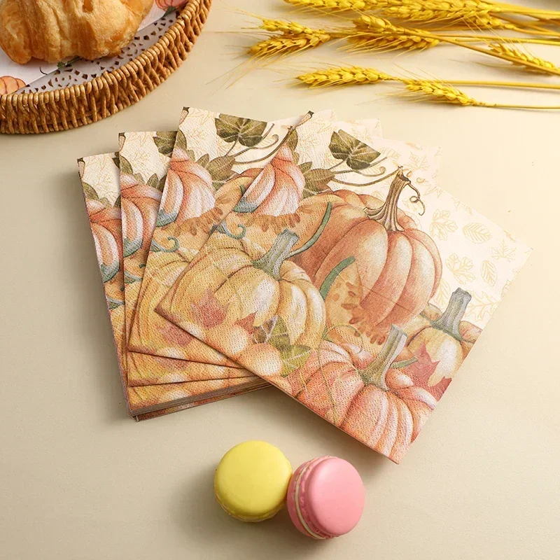 10/20pcs 33cm 2Ply Thanksgiving Pumpkin Paper Napkins Party Napkins Decorative Paper Placemats Butterfly Bartlet