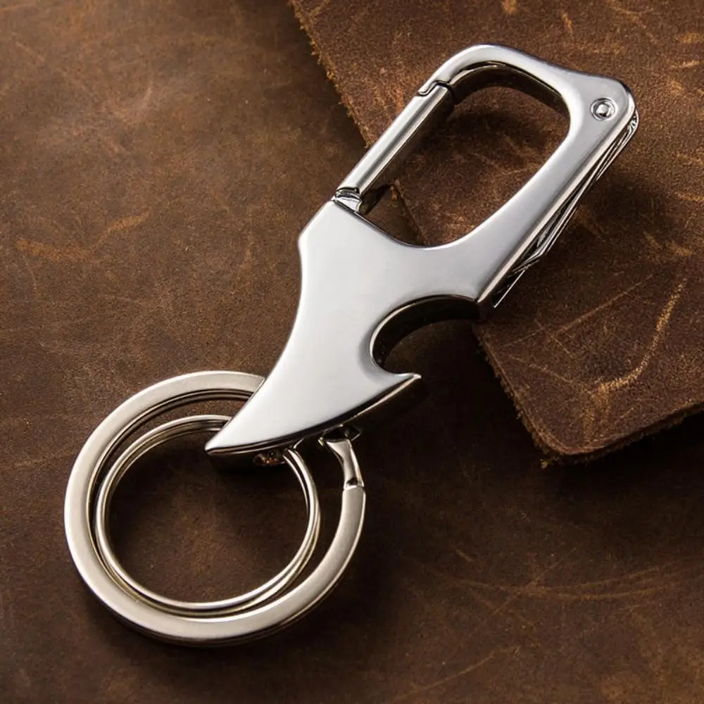 

Classic Men Mini Foldable Keychain Outdoor Multi-Functional 2 In 1 Metal Bottle Opener With Two Key Rings For Boy Gifts
