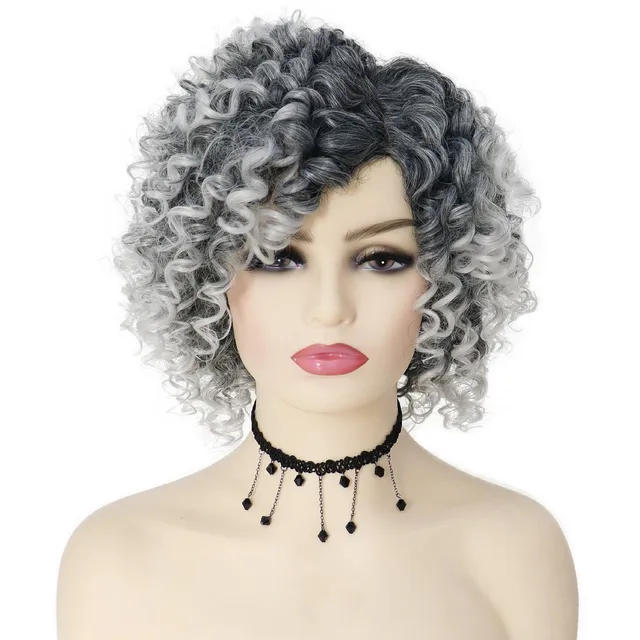 Synthetic African American Wig Natural Synthetic Short Afro Kinky Curly Wig Female Hair Ombre Brown Waving Wig for Woman Sale Ombre Grey