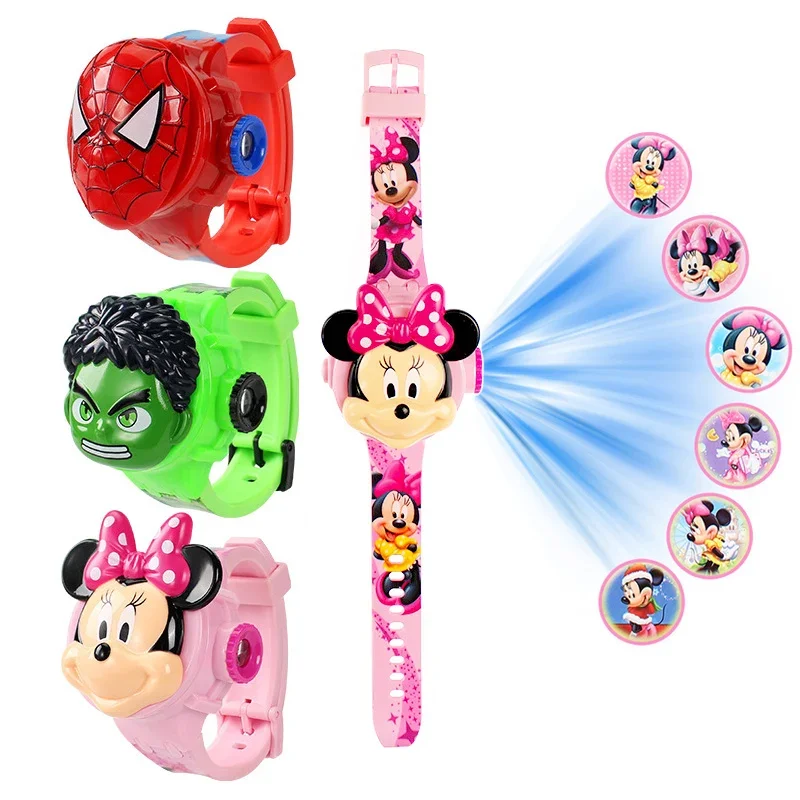 

Disney Mickey Kids Watches 3D Projection Frozen Elsa Minnie Digital Children Clock School Relogio Infantil Kids Birthday Gifts
