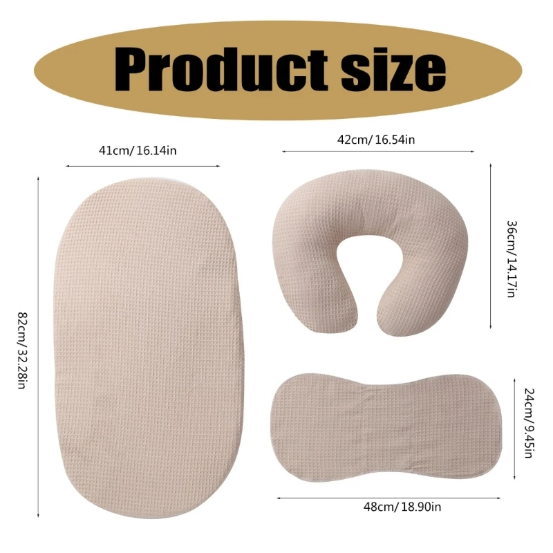 3Pcs Baby Crib Sheet Nursing Pillowcase & Nursing Pad Set Cotton Pillow Cover Breast Pad & Fitted Sheet for Mom Infant