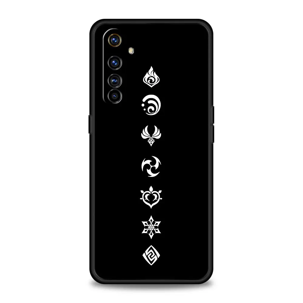 Genshin Impact Logo Luxury Black Silicone Phone Case