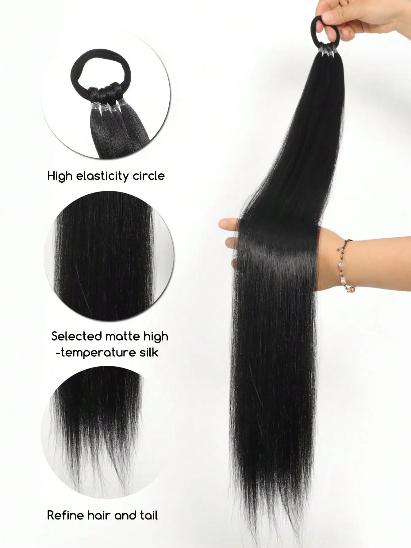 Synthetic Black Ponytail Extensions For Women