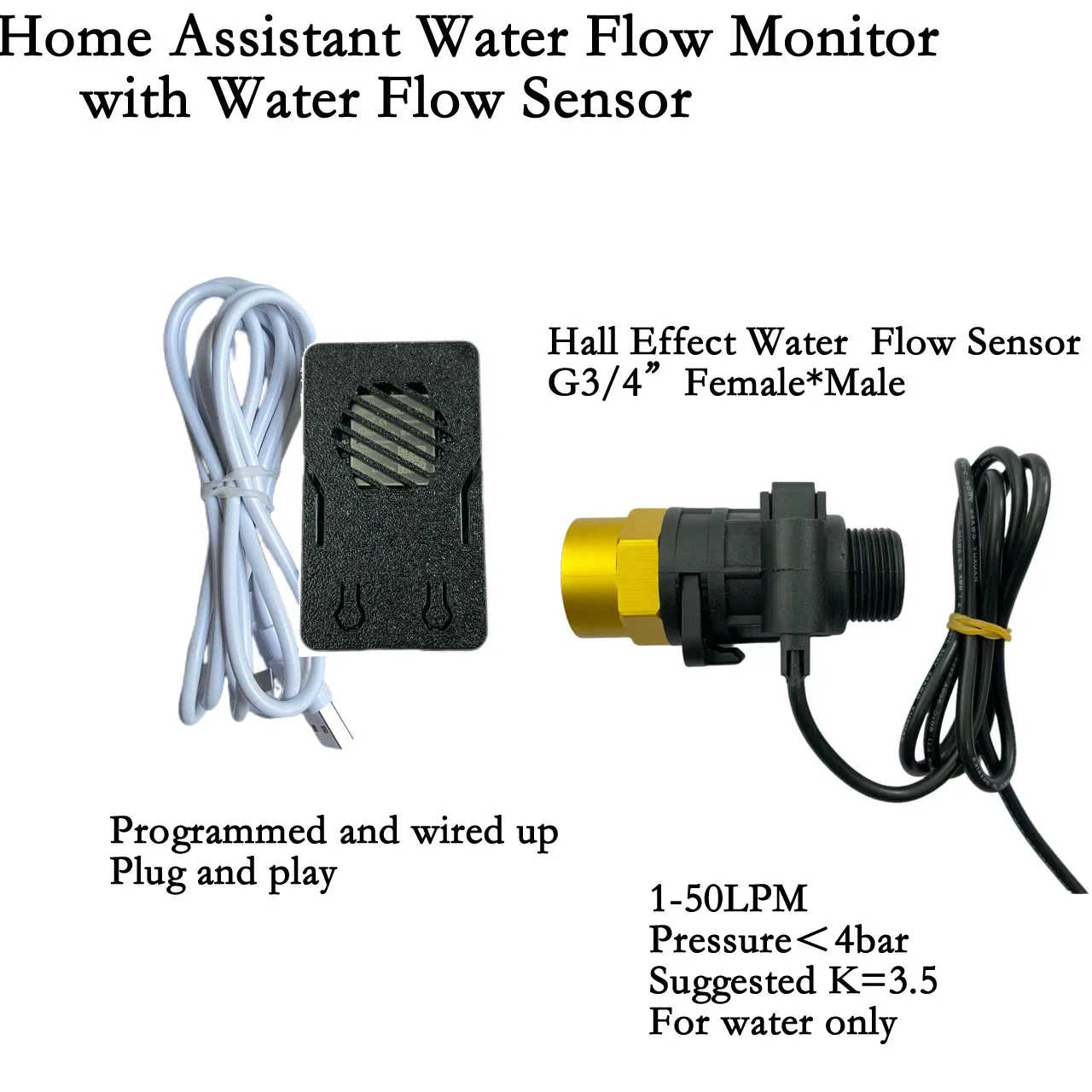 Plastic Water Flow Sensor Home Assistant Wifi Flow Kit Multiple Size Measurement Flowtek iSentrol Turbine Flowmeter