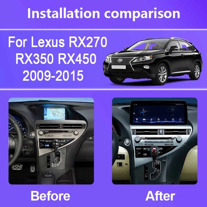 12,3 pulgadas para Lexus RX350 RX270 RX450 2009-2014 reproductor Multimedia de coche Radio de navegación Android14 Octa Core GPS 4G WIFI carplay 2