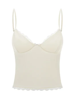 Women Spaghetti Strap Camisoles Lace Trim Sleeveless Backless Tank Tops Summer Vests Tops Streetwear 1