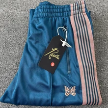  2022  Men Women 1:1 High Quality Multi Embroidered Butterfly Stripe Needles Pants AWGE Trousers Multicolor Needles Sport Pants 
