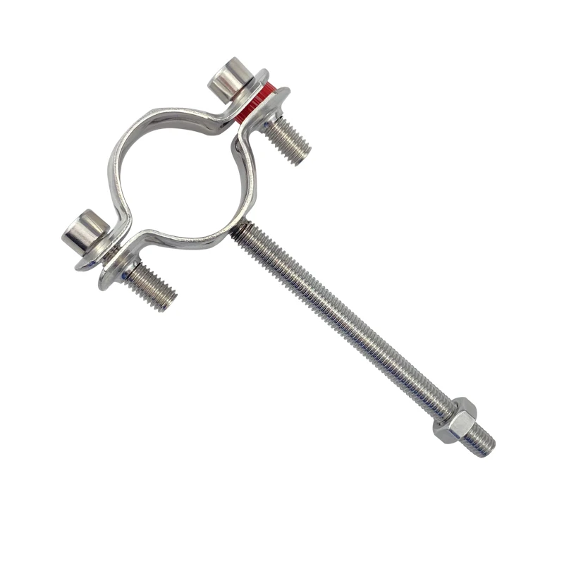 304 Stainless Steel Tube Pipe Clamp Bracket Support With M8 Full Thread