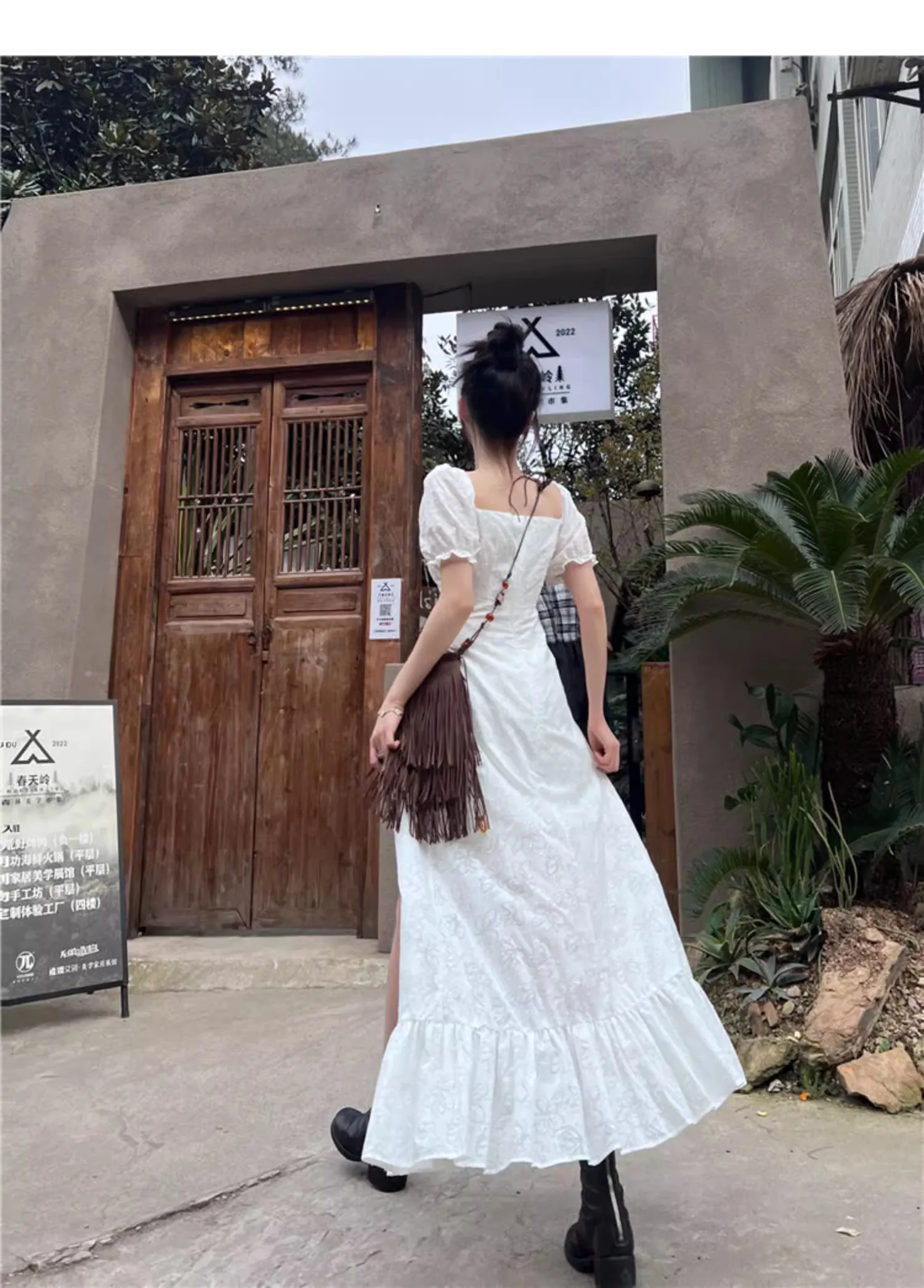 Y2K Long Dresses for Women Puff Sleeve Lace-up A-line Off Shoulder Club Party Dress Summer New Korean Chic One Piece Vestido