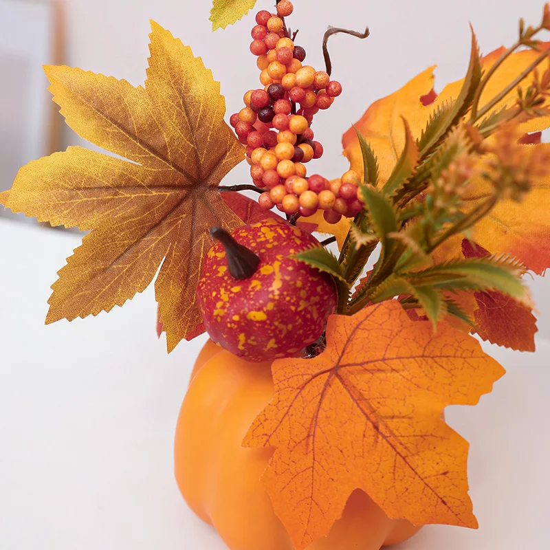 1PC Simulation Kürbis Ornament, Halloween Ernte Festival Kürbis, Herbst Indoor Home und Office Desktop Simulation Blume – Detail 11
