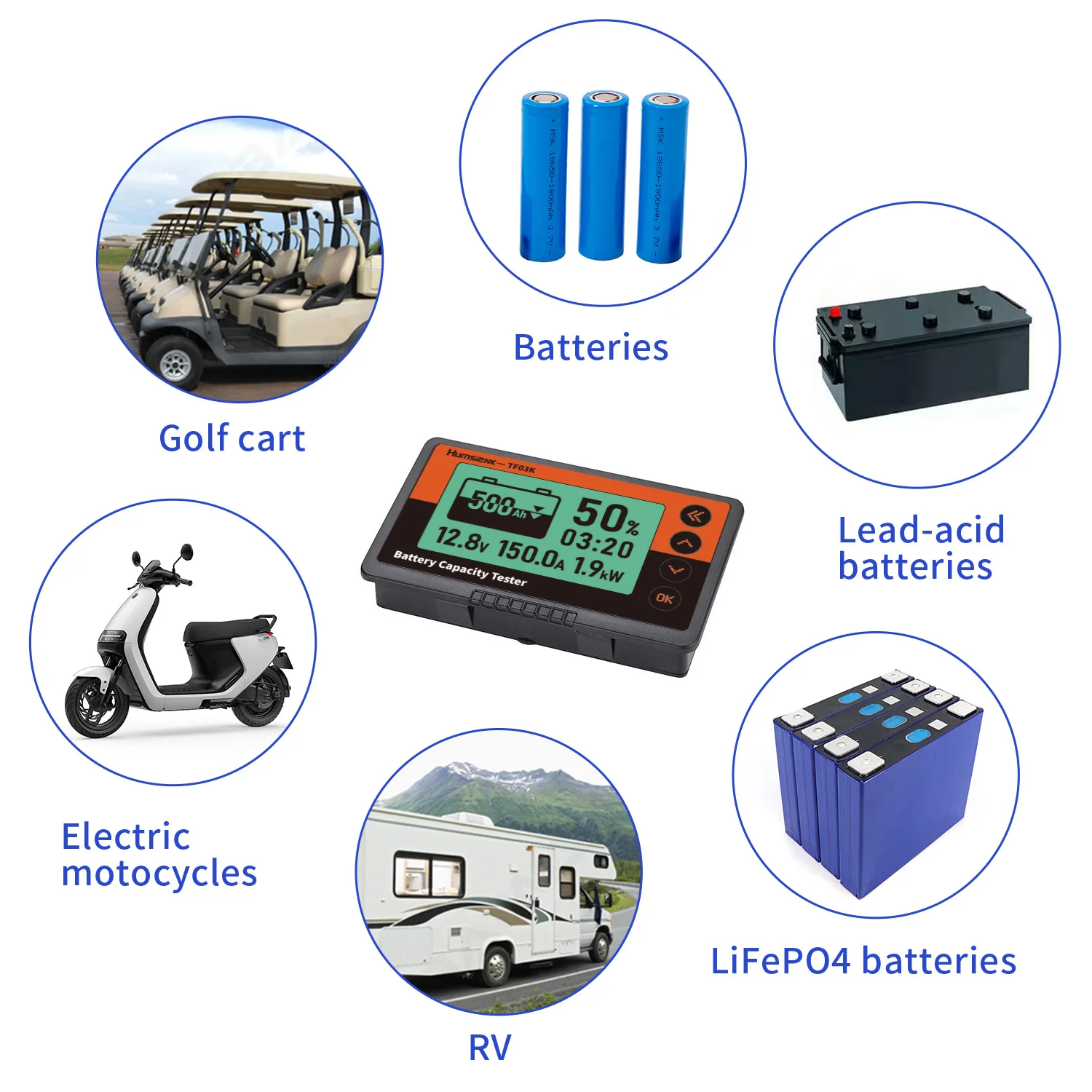 350A Battery Monitor Range 10V-120V Compatible 12V LiFePO4 Battery With Front Setting And Switch Key Test RVs Golf Carts Moto
