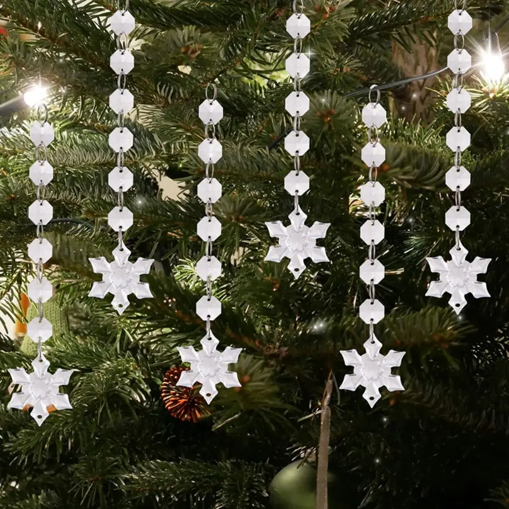Transparent Christmas Tree Hanging Pendants Snow Beads Star Snowflake Ice Christmas Decorations Acrylic Drop Ornaments