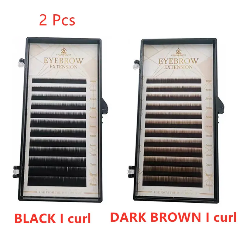 

2 лотка для наращивания бровей черный/темно-коричневый цвет Корейский Оригинал 0,1 микс 4-8 мм макияж профессиональное наращивание бровей