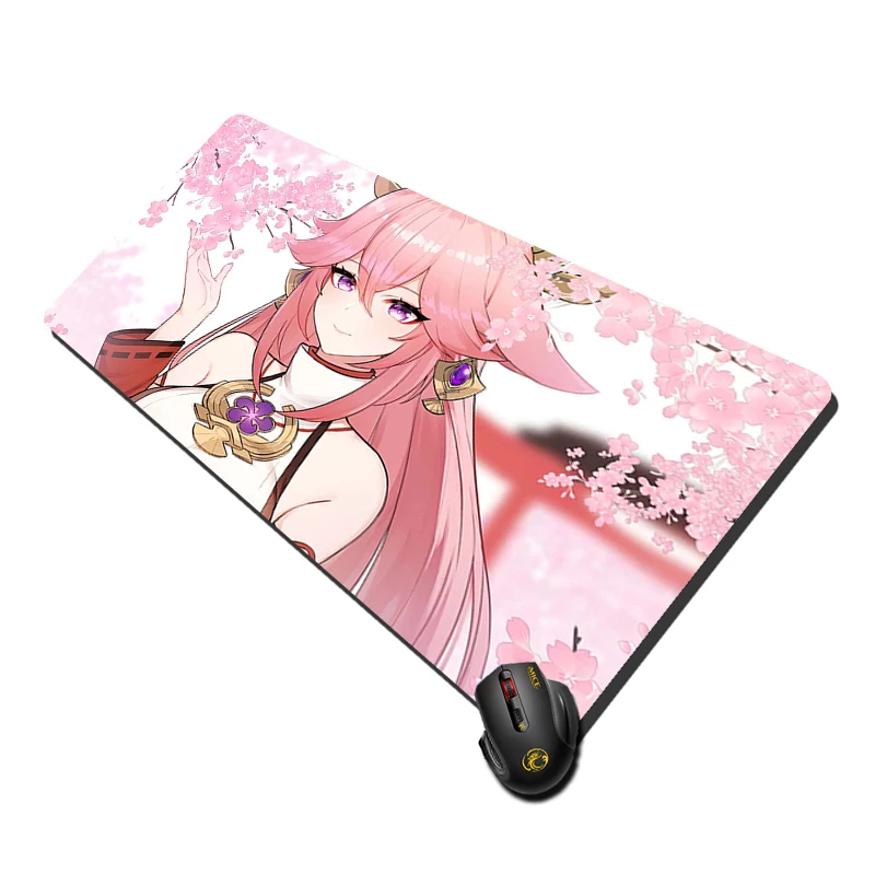 Mouse Pad Genshin Impact Yae Miko Gaming Accessories Desk Mat Pc Gamer Keyboard Rug Xxl