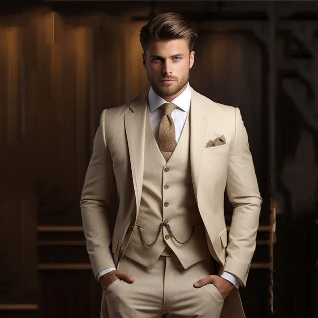 Costume Homme 2 Pièces Slim Fit - Veste Et Pantalon Pour Mariage, Affaires, Cérémonie - Couleur Unie - 3