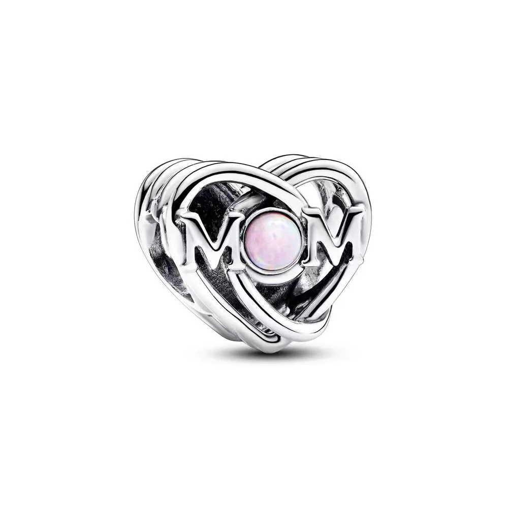 Charme de Prata 925 Dangle para mulheres, rosa rosa em flor, grânulo branco, se adapta à pulseira Pandora original, DIY, joias, novo, 2024