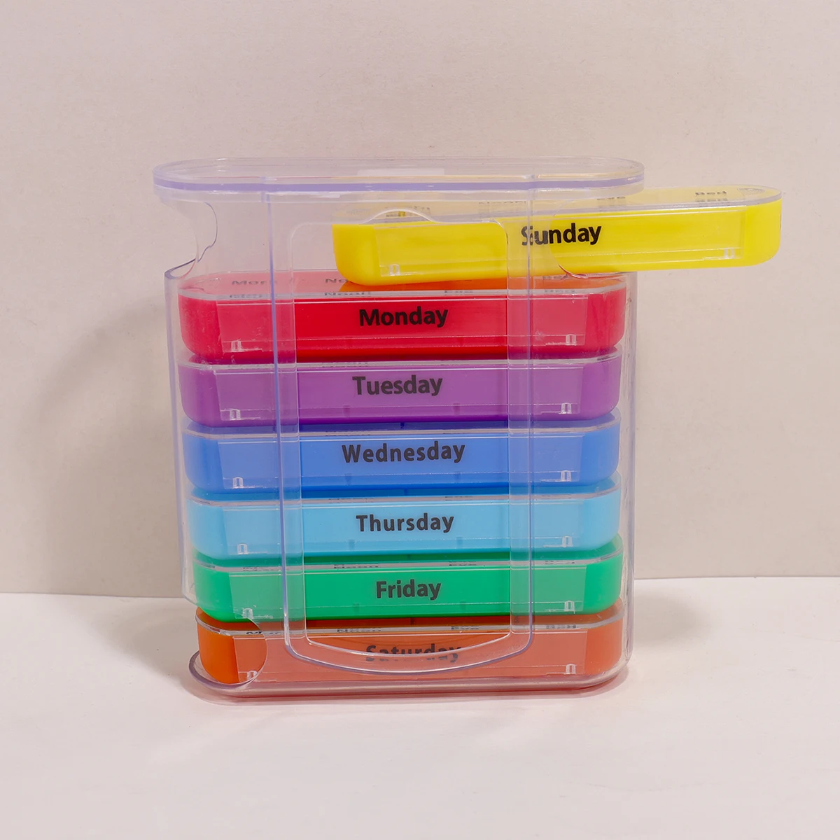 Weekly Pill Organizer with 4 Daily Compartments - Portable Medicine Box