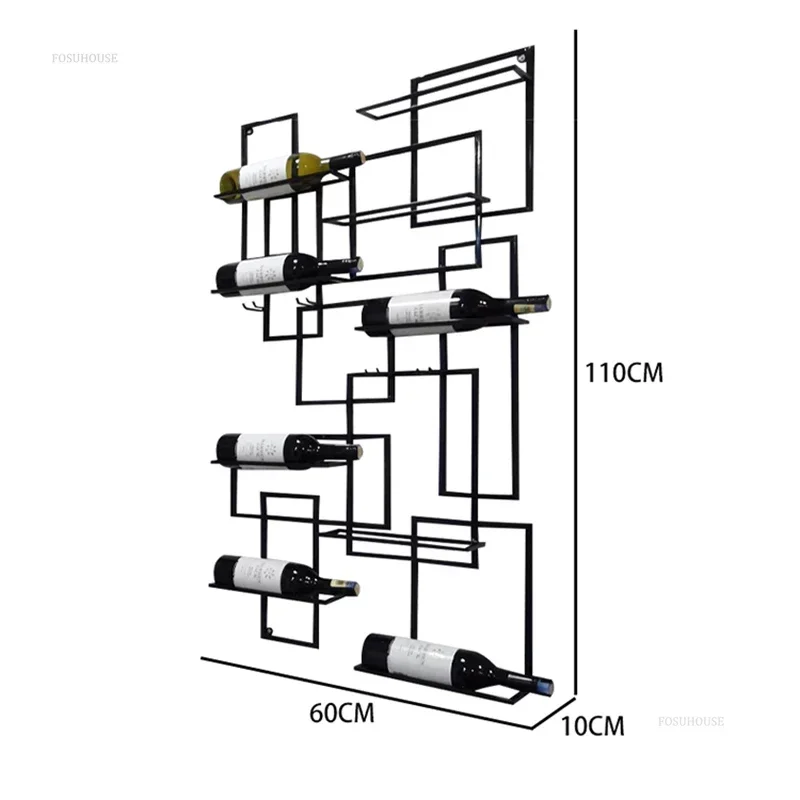 Simple European Showcase for Shop Horizontal Hanging Display Red Wine Rack Creative Metal Design Display Cabinet for Dining Room